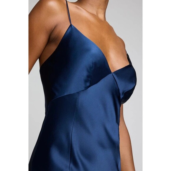 Negative Underwear Eclipse Silk Slip Dress Small Navy MSRP $198 - Picture 2 of 5